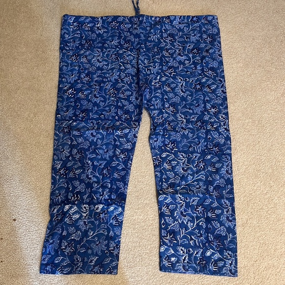 Jaypore Indigo Block Printed Pants with Drawstring Size XL - Picture 3 of 6